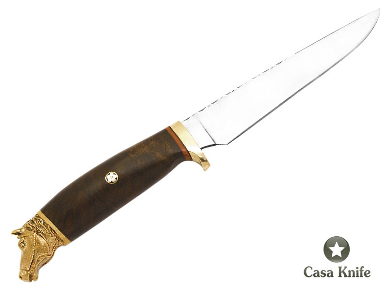 Adelar Filippon faca para colecionador forjada em aço 1070 com empunhadura em radica de imbuia 31 cm
