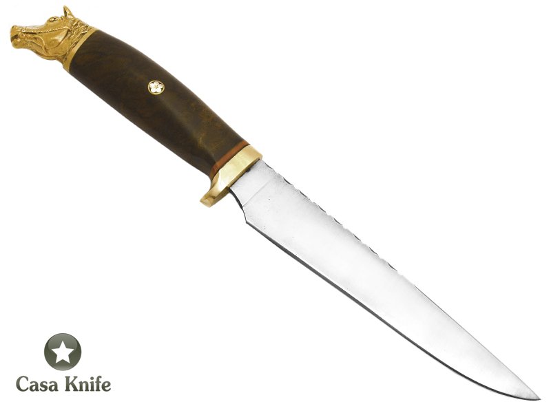 Adelar Filippon faca para colecionador forjada em aço 1070 com empunhadura em radica de imbuia 31 cm