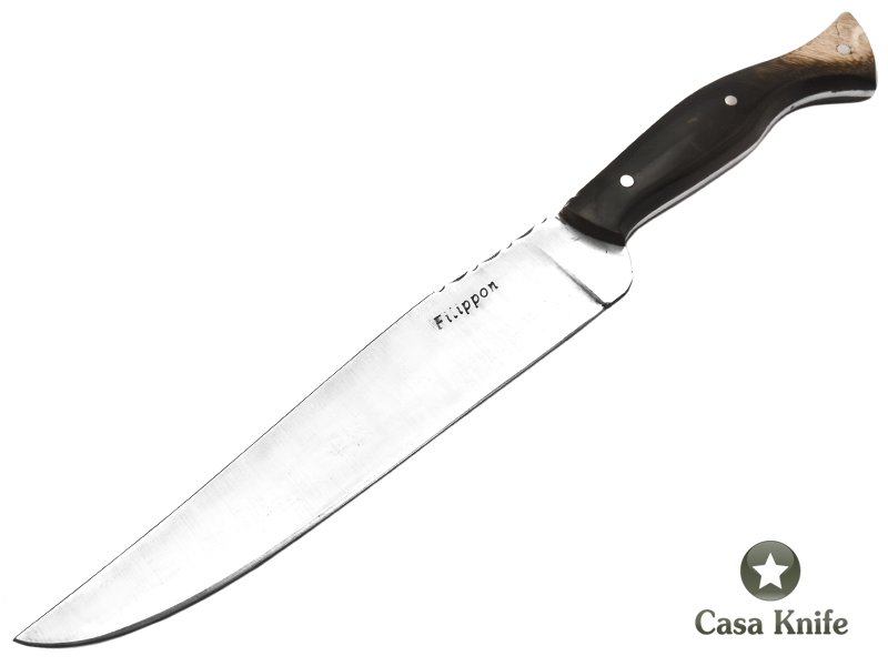 Adelar Filippon faca para colecionador forjada em aço C75 com empunhadura em casco de cavalo 30 cm