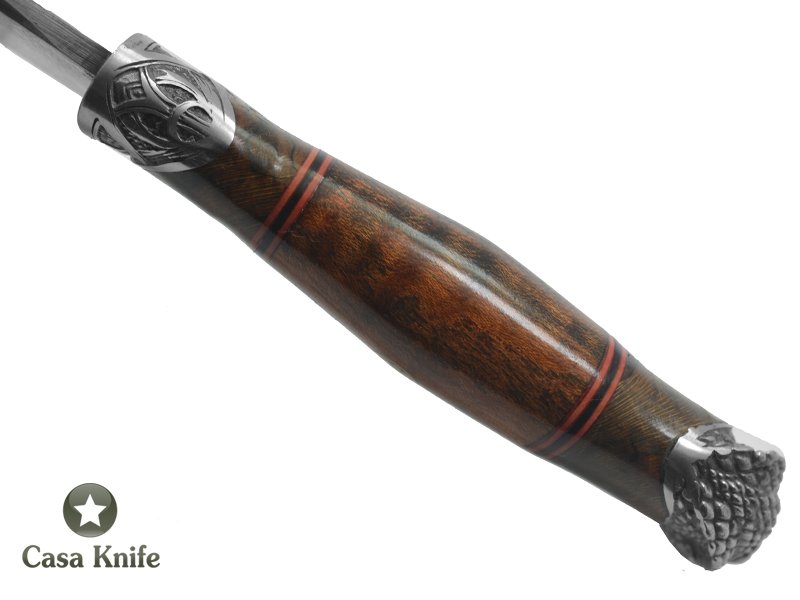 Monte Cristo faca para colecionador forjada em aço damasco, com empunhadura em Jacaranda Bahia, 33 cm