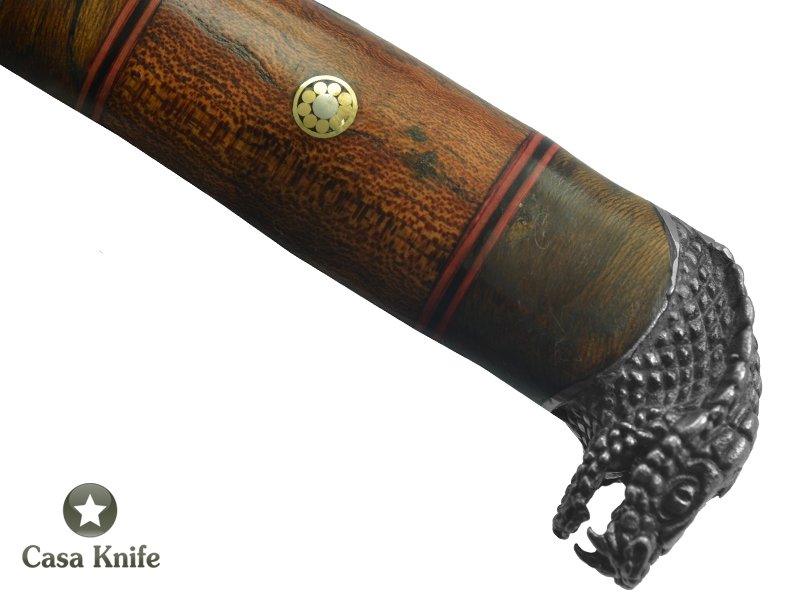 Monte Cristo faca para colecionador forjada em aço damasco, com empunhadura em Jacaranda Bahia, 33 cm