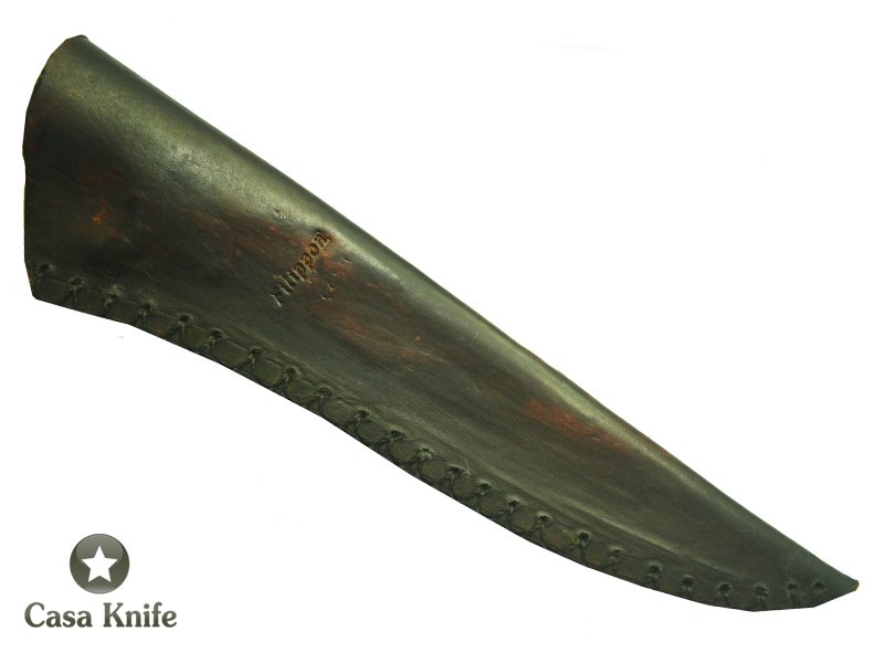 Adelar Filippon faca para colecionador forjada em aço damasco linear com empunhadura em radica de Imbuia, 34 cm