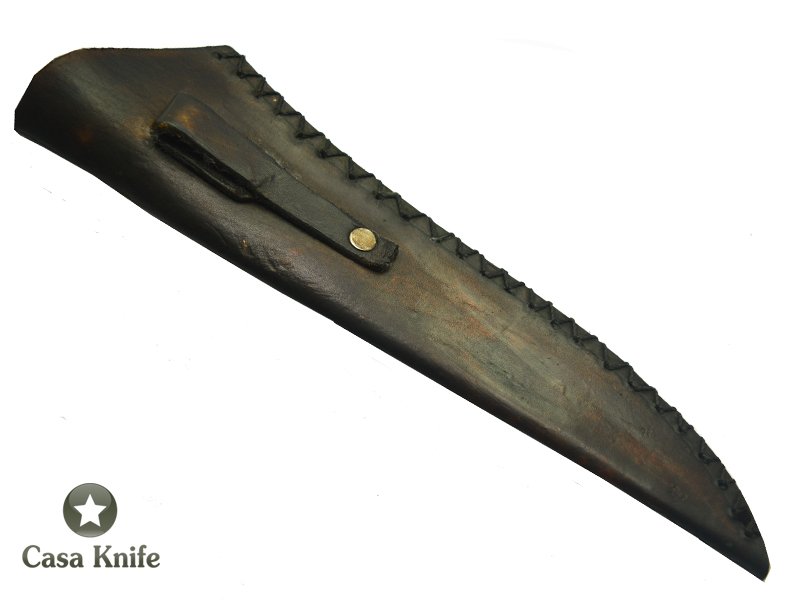 Adelar Filippon faca para colecionador forjada em aço damasco linear com empunhadura em radica de Imbuia, 34 cm