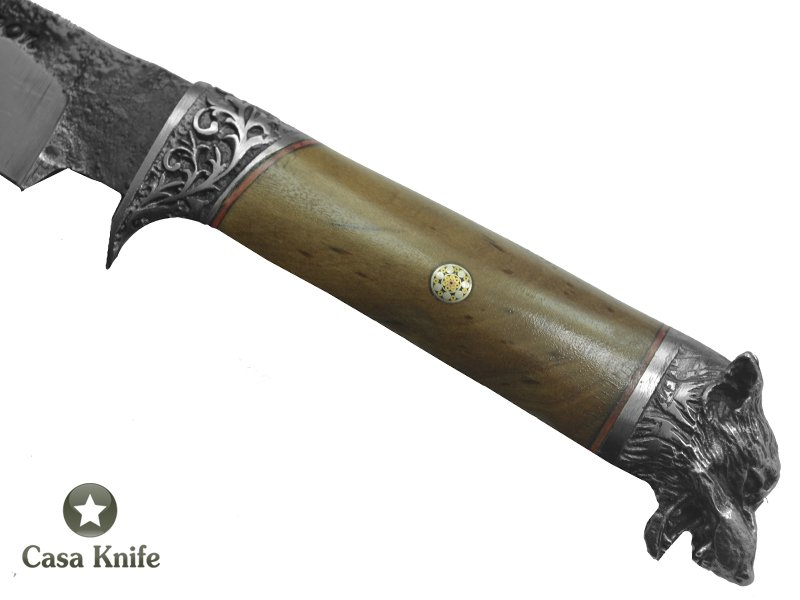 Adelar Filippon faca para colecionador forjado em aço 5160 ( mola locomotiva). Empunhadura em Cerne de Pitangueira, 27 cm