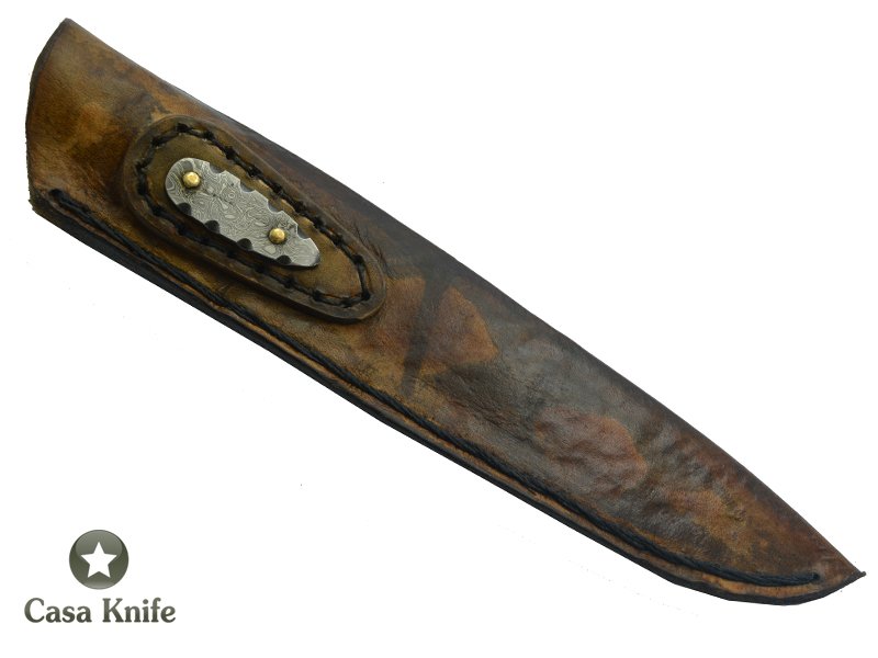 Adelar Filippon faca para colecionador forjado em aço damasco. Empunhadura em Cerejeira, 31 cm