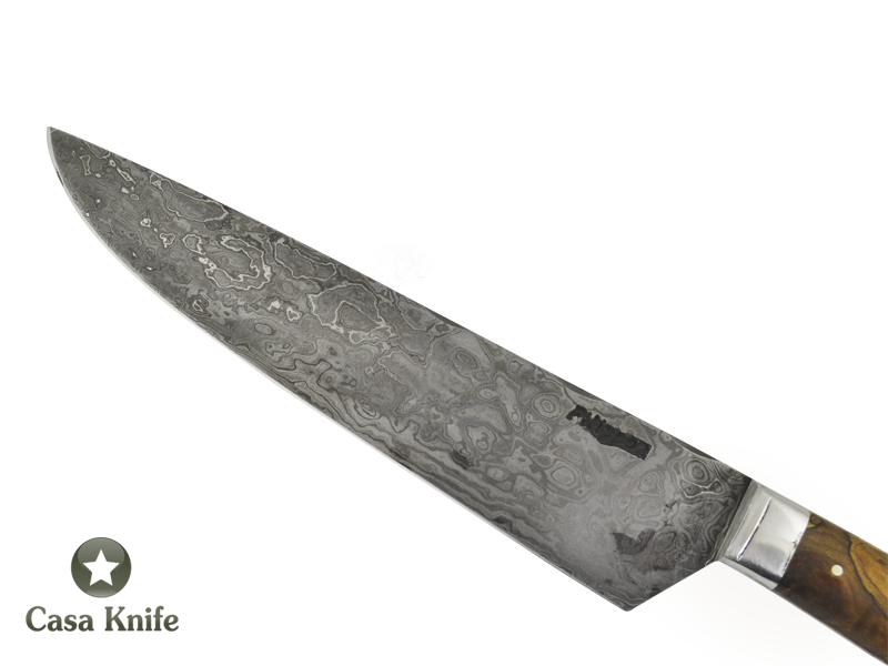 Adelar Filippon Faca para colecionador forjado em aço Damasco. Empunhadura em Uva Japão 32 cm