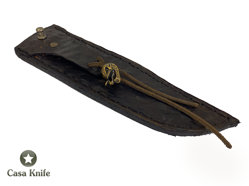 Adelar Filippon faca para colecionador forjado em aço damasco 15N20 / 1095 / 58 HCR / 288 camadas. Empunhadura em Radica Imbuia, 31 cm