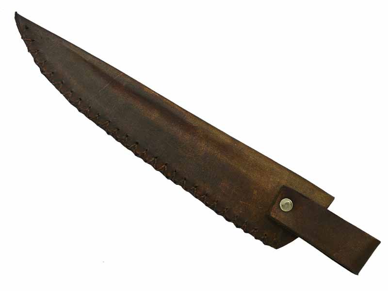 Adelar Filippon faca para colecionador forjado em aço Go May padrão zebra. Empunhadura em Spalted de plátano estabilizado, 33 cm
