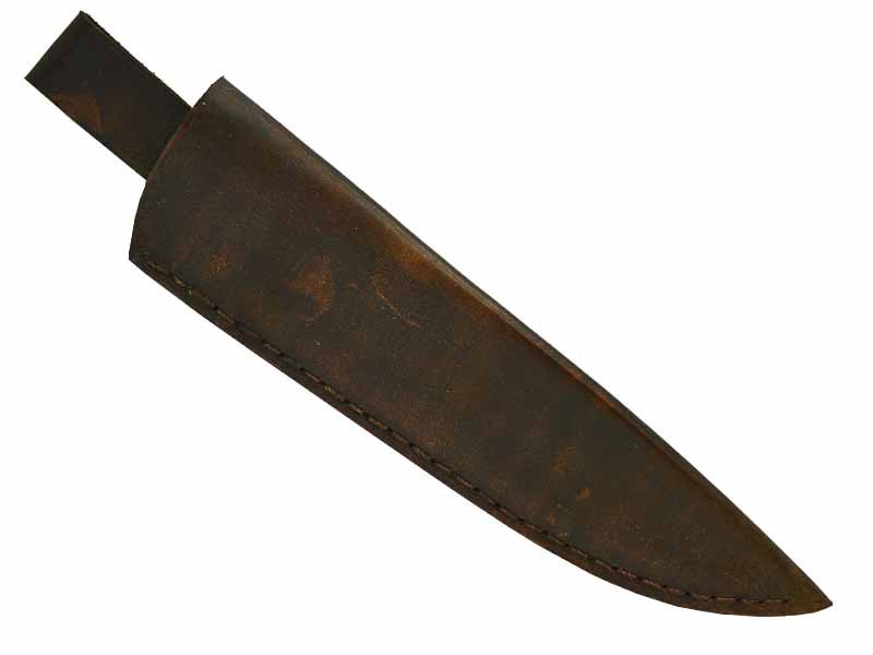 Adelar Filippon faca Cheff para colecionador forjado em aço Go May padrão zebra. Empunhadura em Spalted de plátano estabilizado, 33 cm