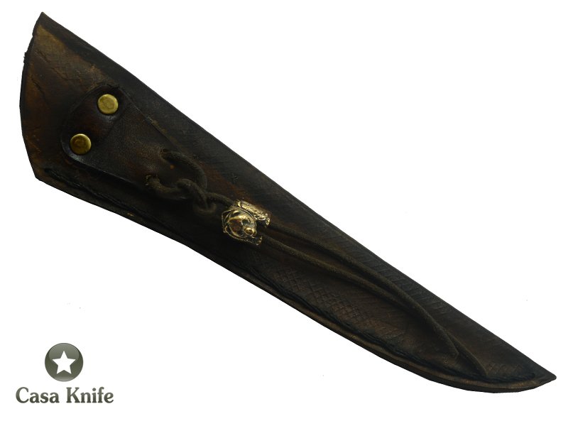 Adelar Filippon faca sangradeira para colecionador forjada em aço damasco , com empunhadura em chifre de cervo esculpido, 32 cm