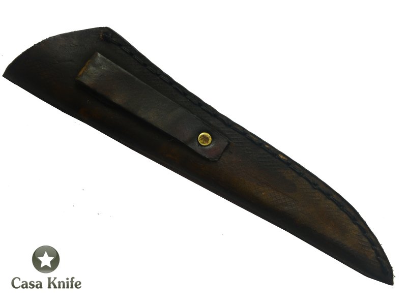 Adelar Filippon faca sangradeira para colecionador forjada em aço damasco , com empunhadura em chifre de cervo esculpido, 32 cm