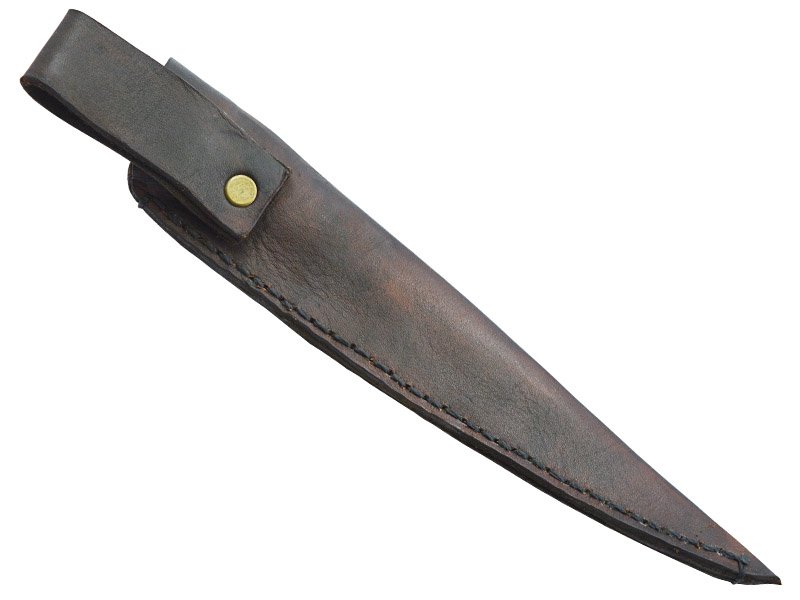 Adelar Filippon faca sangradeira para colecionador forjada em aço damasco. Empunhadura em plátano estabilizado, 31 cm