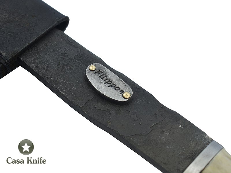 Adelar Filippon machado Brut Forge para colecionador em aço 5160 com empunhadura em chifre de cervo . 38 cm