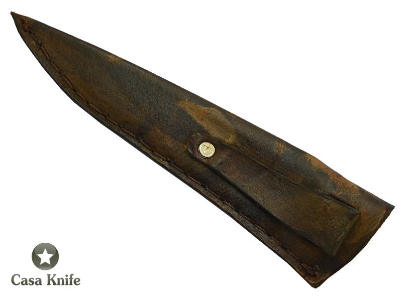 Adelar Filippon para churrasco forjada em aço 52100 Brüt Forge para colecionador. Empunhadura em spalted de platano estabilizada, 28 cm