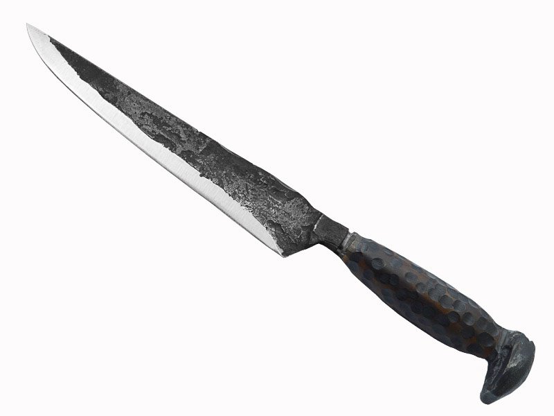 Adellar Filippon faca brüt forge em aço trilho de trem. Empunhadura jacarandá da Bahia, 32 cm