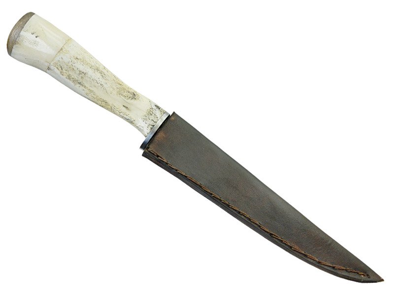 Adellar Filippon faca para colecionador em aço damasco. Empunhadura em canela de ovelha, 30 cm