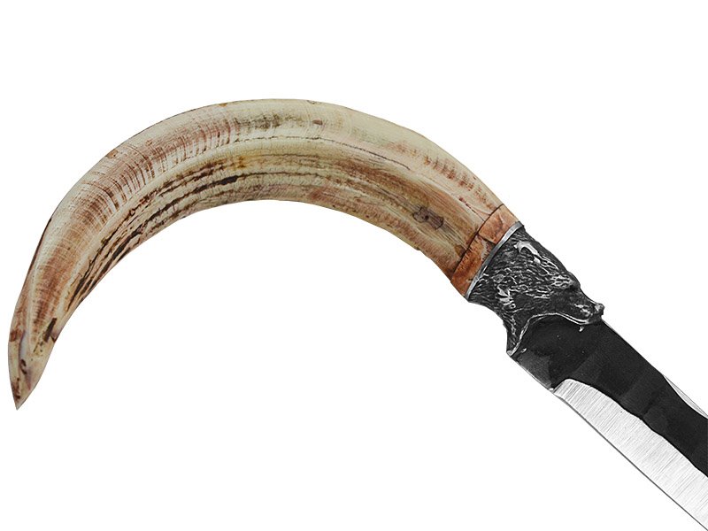 Adellar Filippon faca para colecionador em aço inox brut forge. Empunhadura em dente de javali, 26 cm
