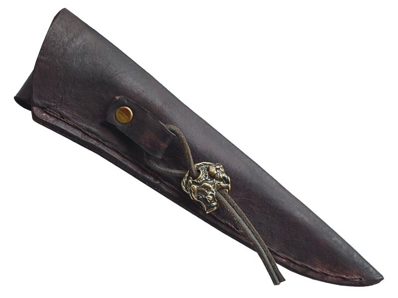 Adellar Filippon faca para colecionador em aço inox brut forge. Empunhadura em dente de javali, 29 cm