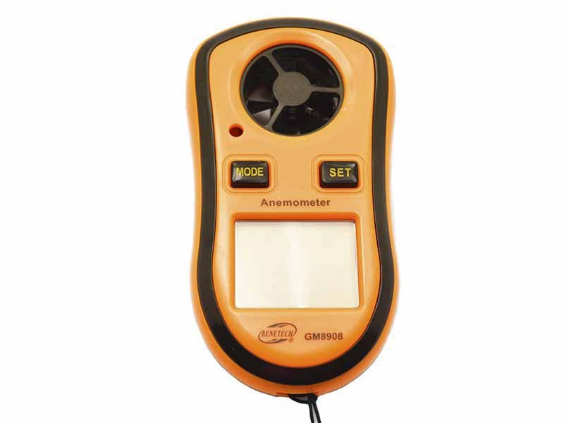 Anemômetro Digital de bolso. Medidor de velocidade do vento e da temperatura.