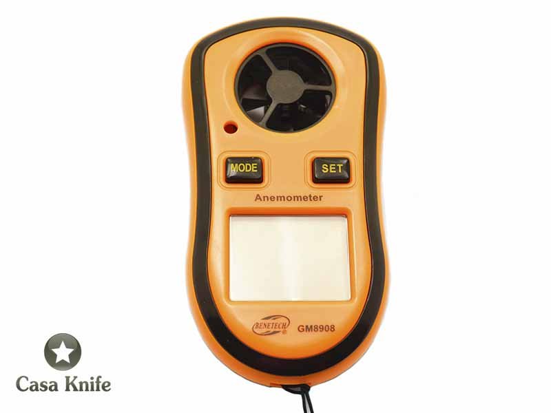 Anemômetro Digital de bolso. Medidor de velocidade do vento e da temperatura.