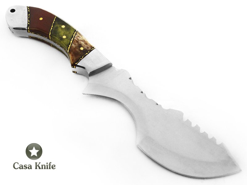 Antonio Banderas faca bushcraft para colecionador em aço inoxidável com empunhadura em osso tingido e micarta 24 cm