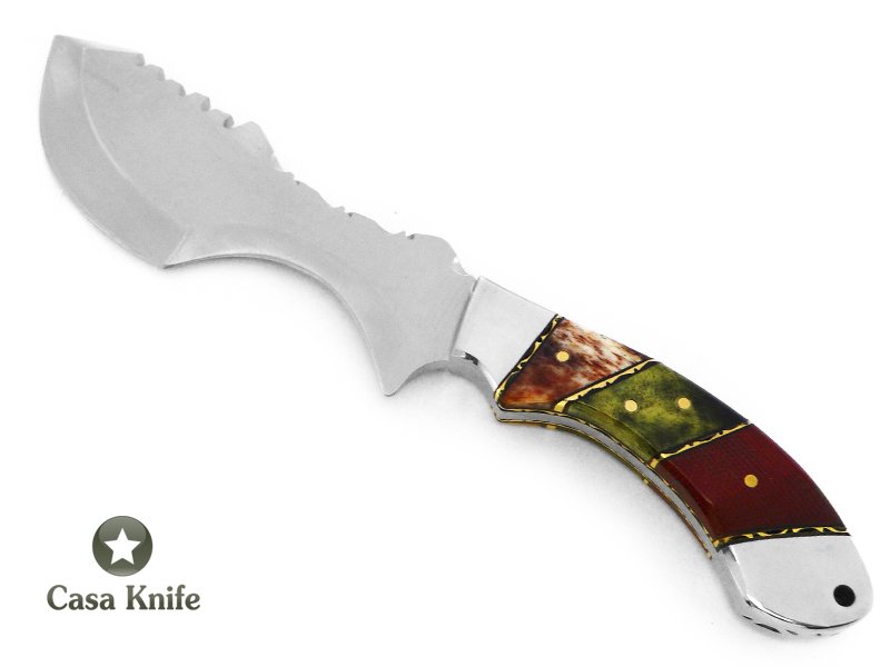 Antonio Banderas faca bushcraft para colecionador em aço inoxidável com empunhadura em osso tingido e micarta 24 cm