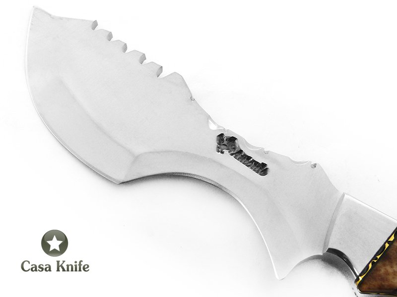 Antonio Banderas faca bushcraft para colecionador em aço inoxidável com empunhadura em osso tingido e micarta 24 cm