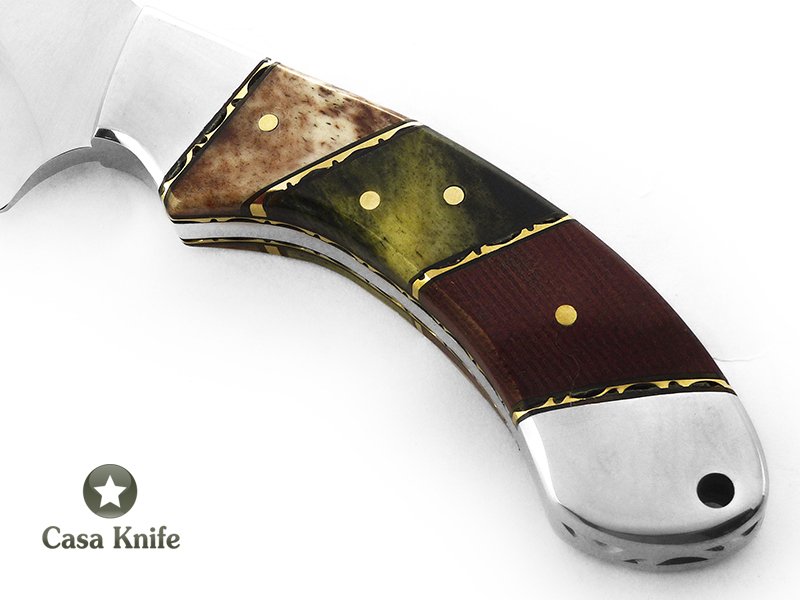 Antonio Banderas faca bushcraft para colecionador em aço inoxidável com empunhadura em osso tingido e micarta 24 cm