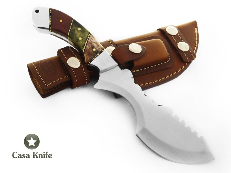 Antonio Banderas faca bushcraft para colecionador em aço inoxidável com empunhadura em osso tingido e micarta 24 cm