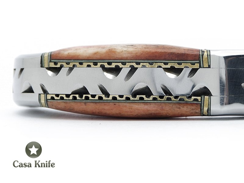 Antonio Banderas Mini Machado em Aço inoxidável com empunhadura em osso de camelo 14 cm