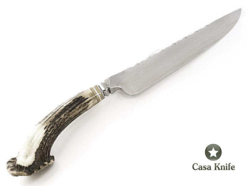ARR Faca em aço inoxidável com empunhadura em chifre de cervo 42 cm