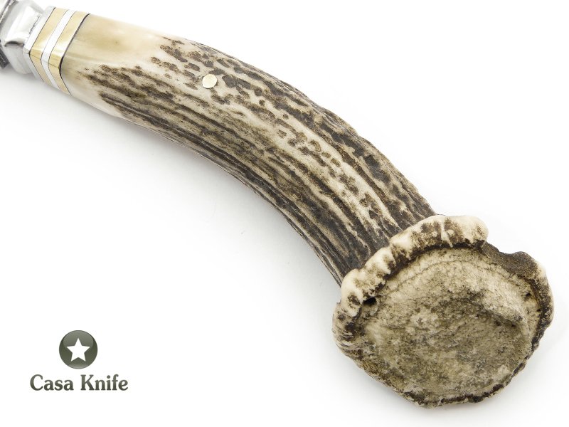 ARR Faca em aço inoxidável com empunhadura em chifre de cervo 42 cm
