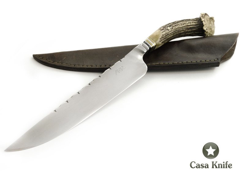 ARR Faca em aço inoxidável com empunhadura em chifre de cervo 42 cm