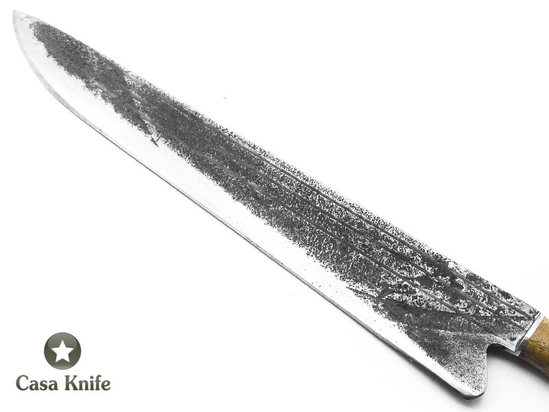 Besouro faca para colecionador em aço carbono com empunhadura em osso e madeira 35 cm