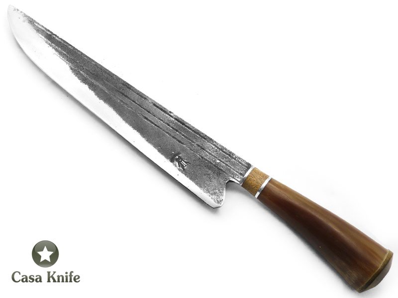 Besouro faca para colecionador em aço carbono com empunhadura em osso e madeira 36 cm