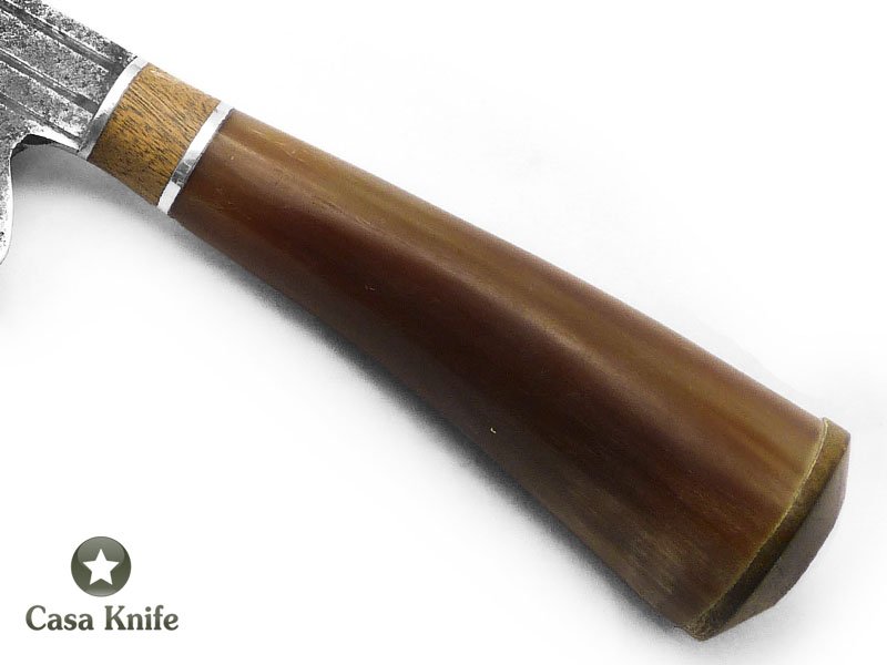 Besouro faca para colecionador em aço carbono com empunhadura em osso e madeira 36 cm