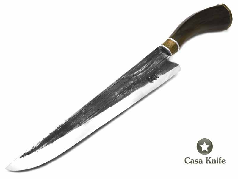 Besouro faca para colecionador em aço carbono com empunhadura em osso e madeira 36 cm
