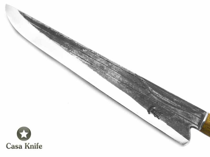 Besouro faca para colecionador em aço carbono com empunhadura em osso e madeira 36 cm