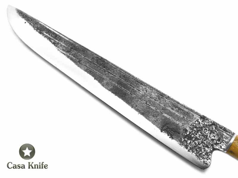 Besouro faca para colecionador em aço carbono com empunhadura em osso e madeira 36 cm