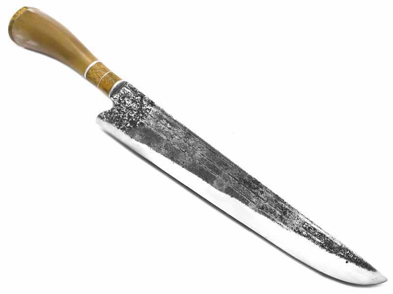 Besouro faca para colecionador em aço carbono com empunhadura em osso e madeira 36 cm