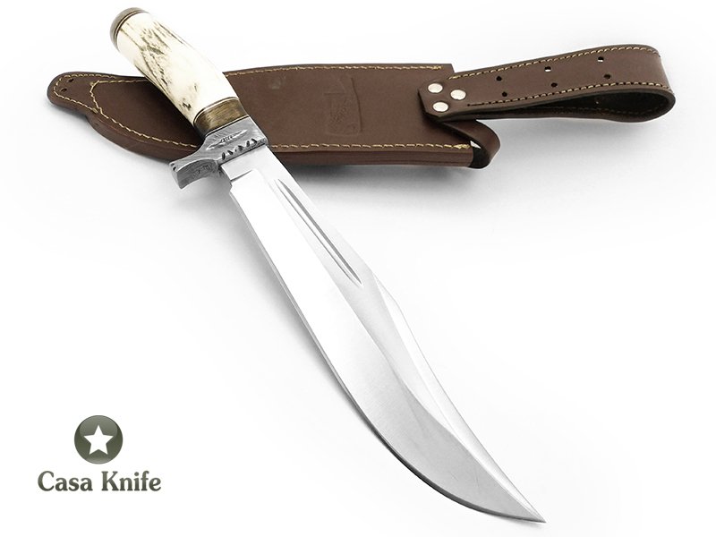 Bill Anderson Faca em aço inoxidável com empunhadura em chifre de cervo 35 cm