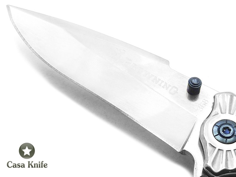 Browning Canivete para colecionador em aço inoxidável com empunhadura em aço inoxidável e relevo em madeira 20 cm