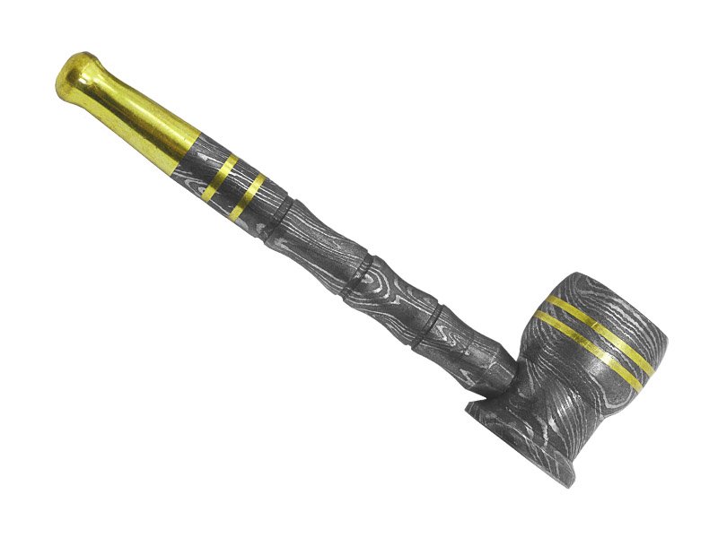 Cachimbo em forjado em aço damasco, 12 cm