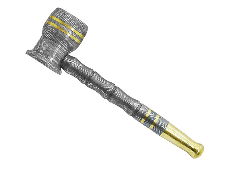Cachimbo em forjado em aço damasco, 12 cm