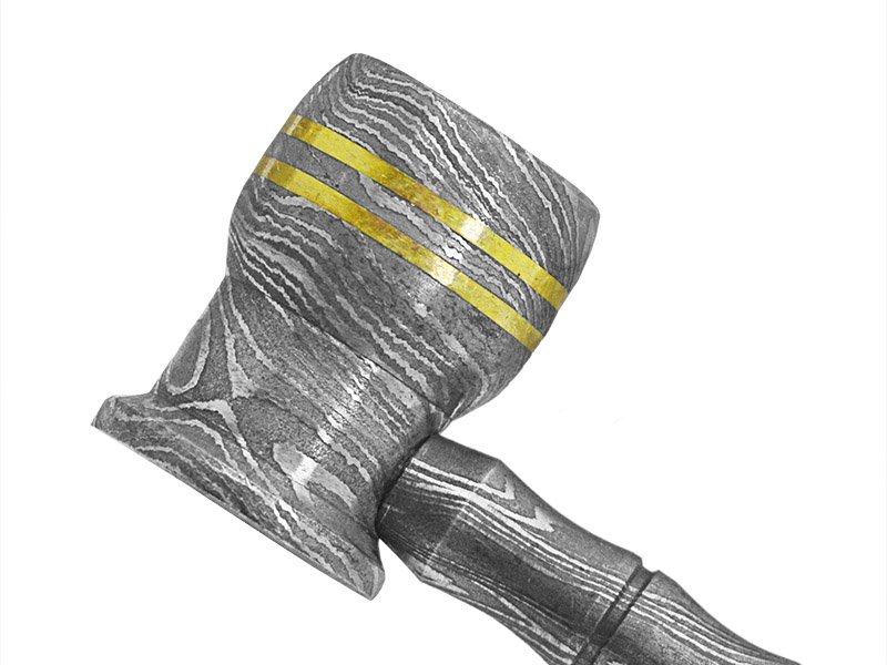 Cachimbo em forjado em aço damasco, 12 cm