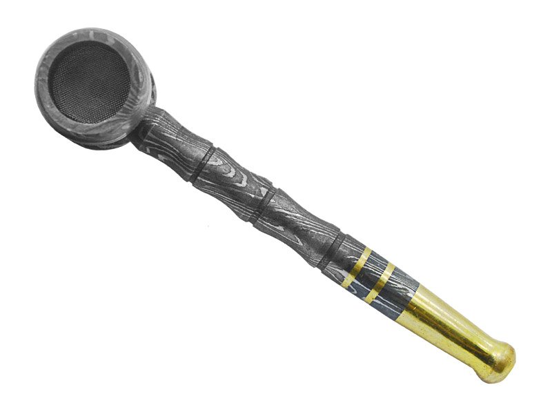 Cachimbo em forjado em aço damasco, 12 cm