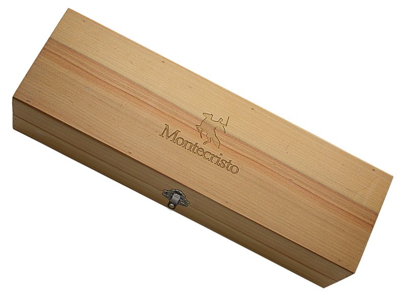 Caixa de madeira média Montecristo com interior forrado em veludo com 34 cm.