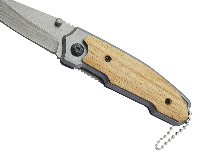Canivete para colecionador em aço inox. Empunhadura em sândalo, 15 cm