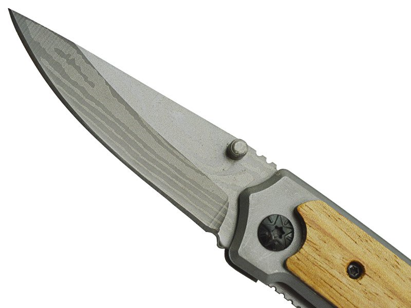 Canivete para colecionador em aço inox. Empunhadura em sândalo, 15 cm