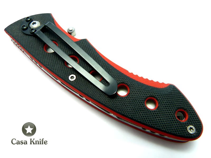 Canivete com lâmina em cerâmica, empunhadura em polietileno G10 nas cores preto e vermelho 20 cm